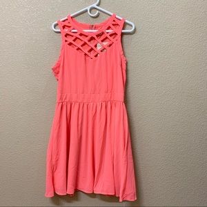 Eyeshadow Coral Mini Summer Dress for Women Size L
